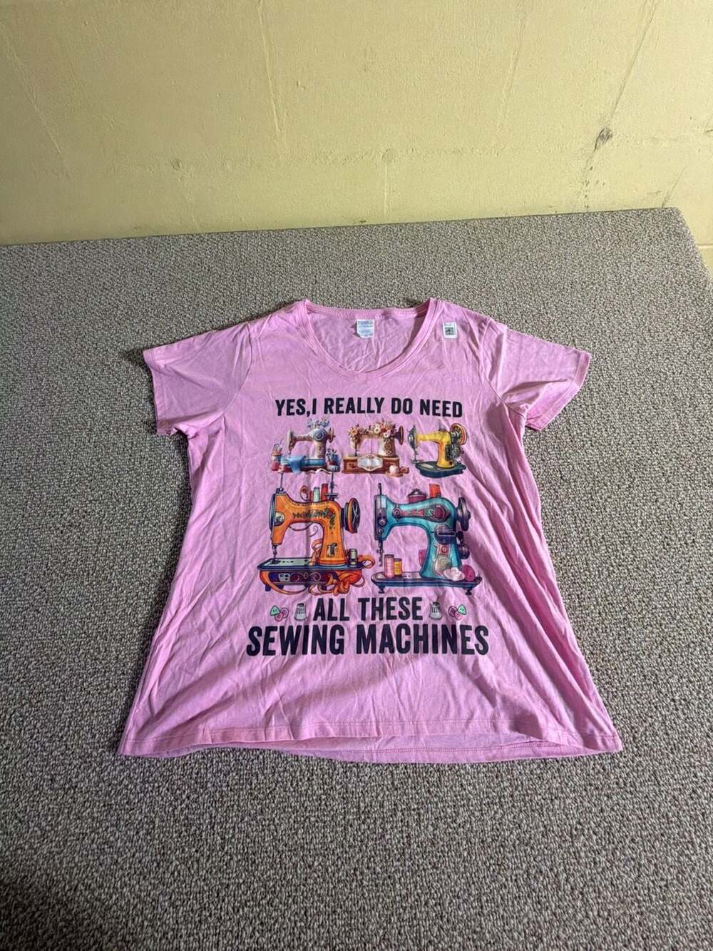 Port & Company Sewing Machines T-Shirt Size XXL Pink Graphic Tee